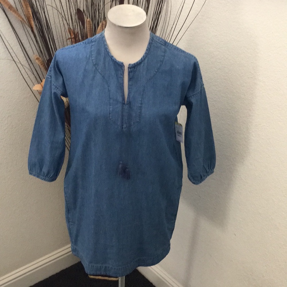 R1893 Missy Chambray Short Blue Denim Jean Dress